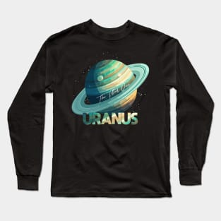 Uranus Planet Logo, Astronomy Space Exploration Art Long Sleeve T-Shirt